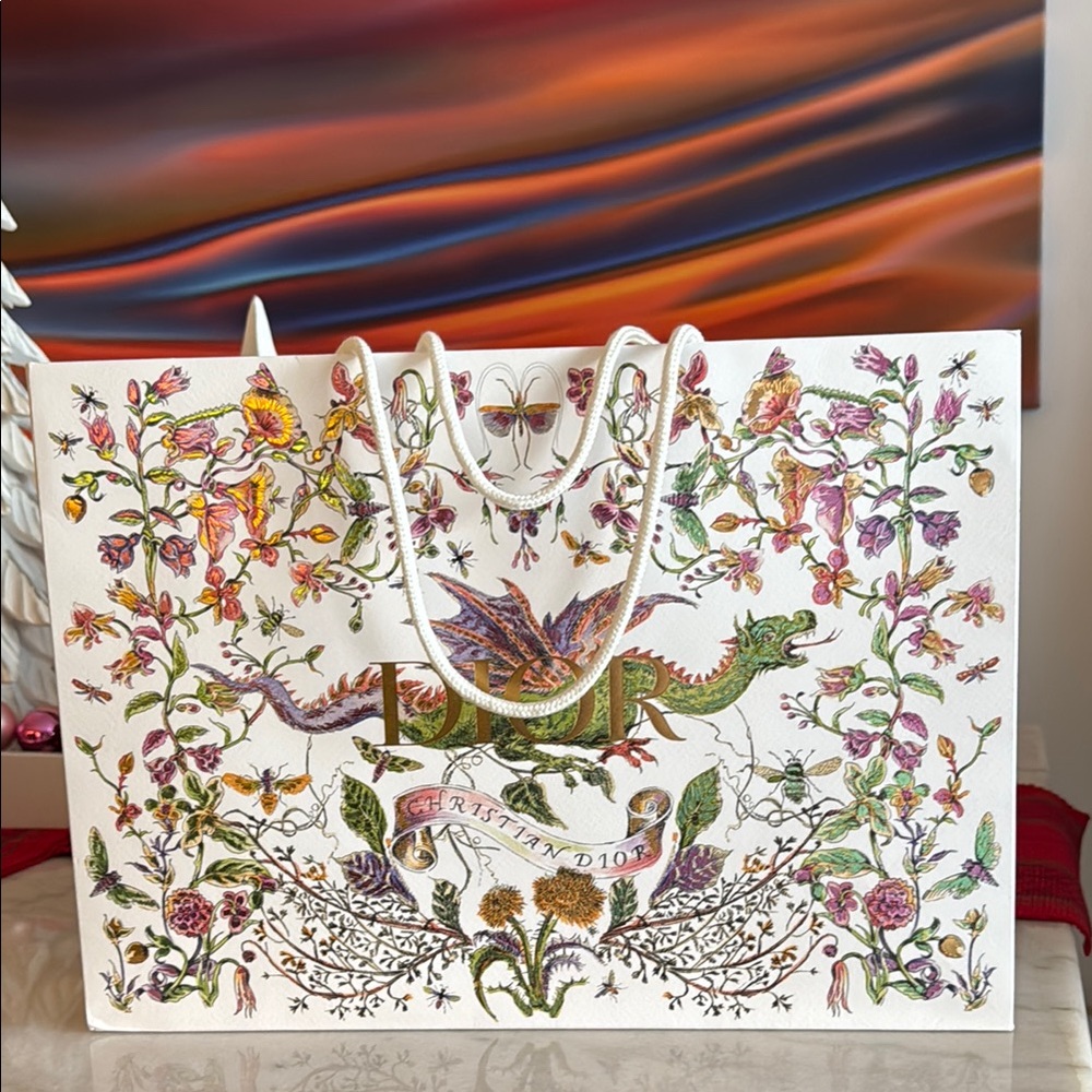 Christian Dior Floral Dragon Shopping Bag with Dior Printed Tissue Paper